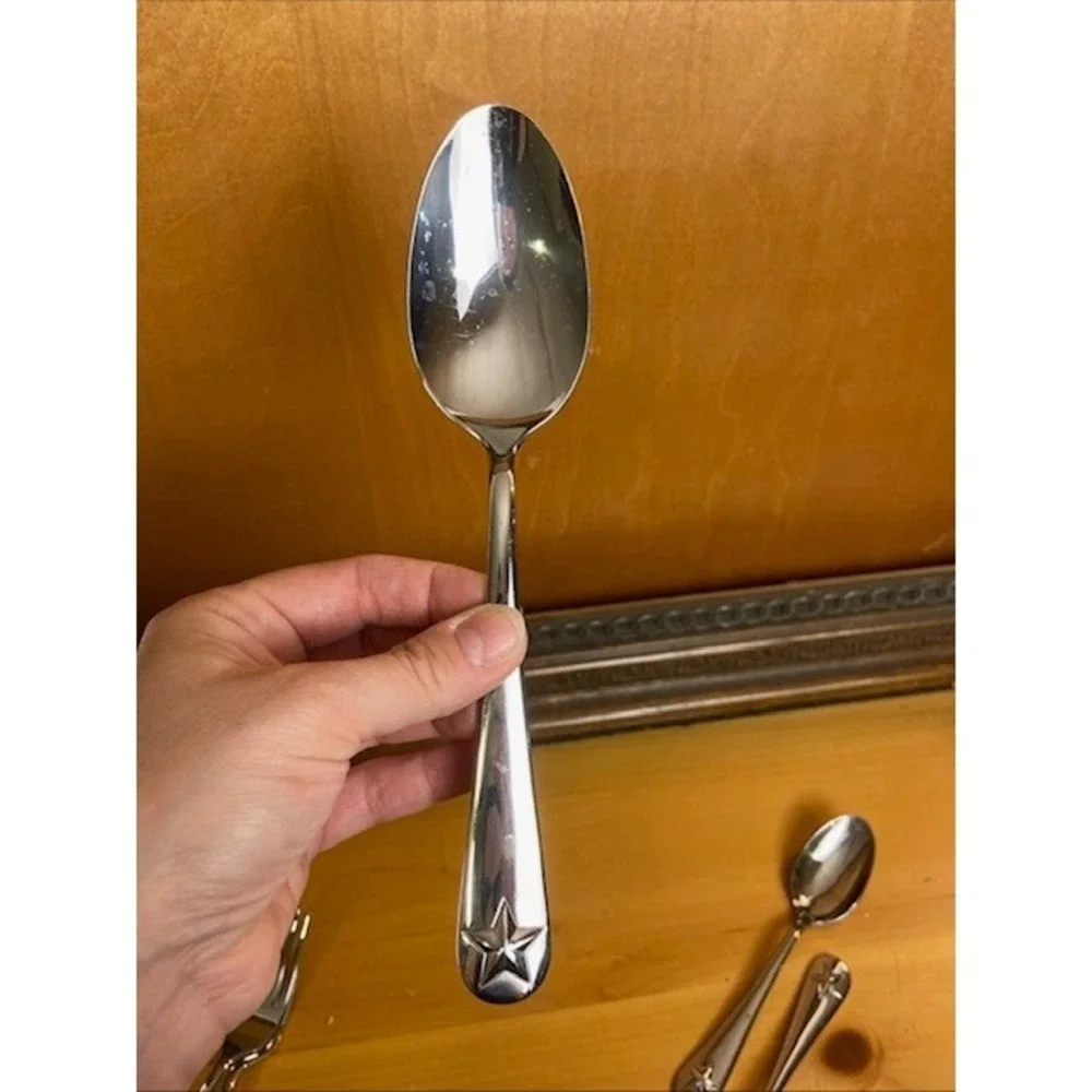 Oneida Tindra Stainless Steel Flatware 5 Piece Set Star Pattern ZZ-14 Silver